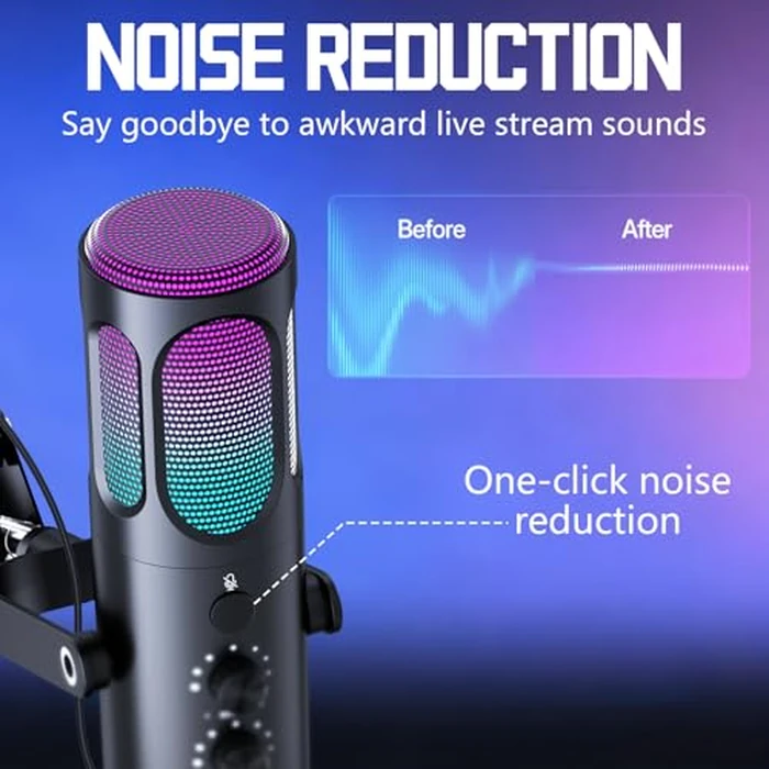 PUPGSIS Gaming Microphone for PC, USB Condenser Mic for PS4/5 and Mac, Noise Cancellation Computer Mic with Mute, Reverb, Adjustable Boom Arm, Pop Filter for Streaming/Podcasting/Recording/YouTube by P PUPGSIS - Image 4