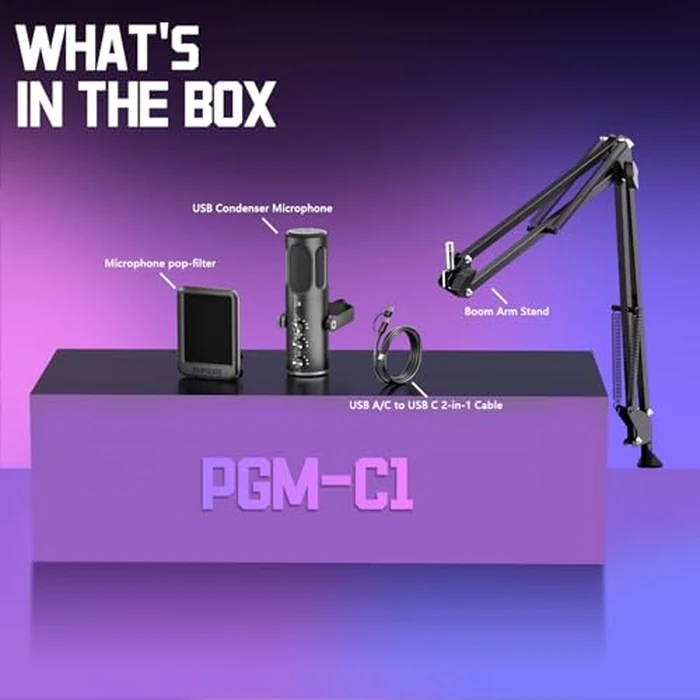 PUPGSIS Gaming Microphone for PC, USB Condenser Mic for PS4/5 and Mac, Noise Cancellation Computer Mic with Mute, Reverb, Adjustable Boom Arm, Pop Filter for Streaming/Podcasting/Recording/YouTube by P PUPGSIS - Image 9