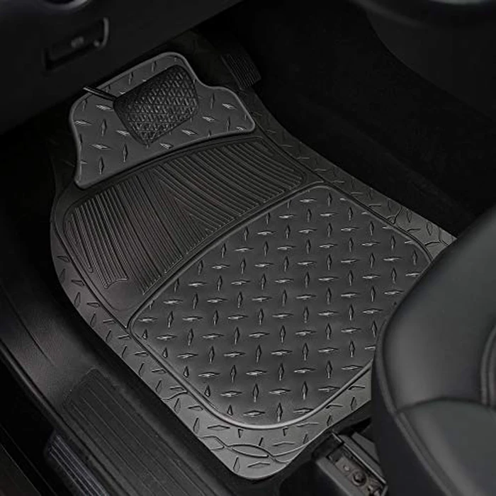 FH Group Automotive Floor Mats - Heavy-Duty Metallic Rubber Floor Mats for Cars, Universal Fit Full Set, Climaproof Floor Mats, Trimmable Floor Mats for Most Sedan, SUV, Truck Floor Mats Black by FH Group - Image 2