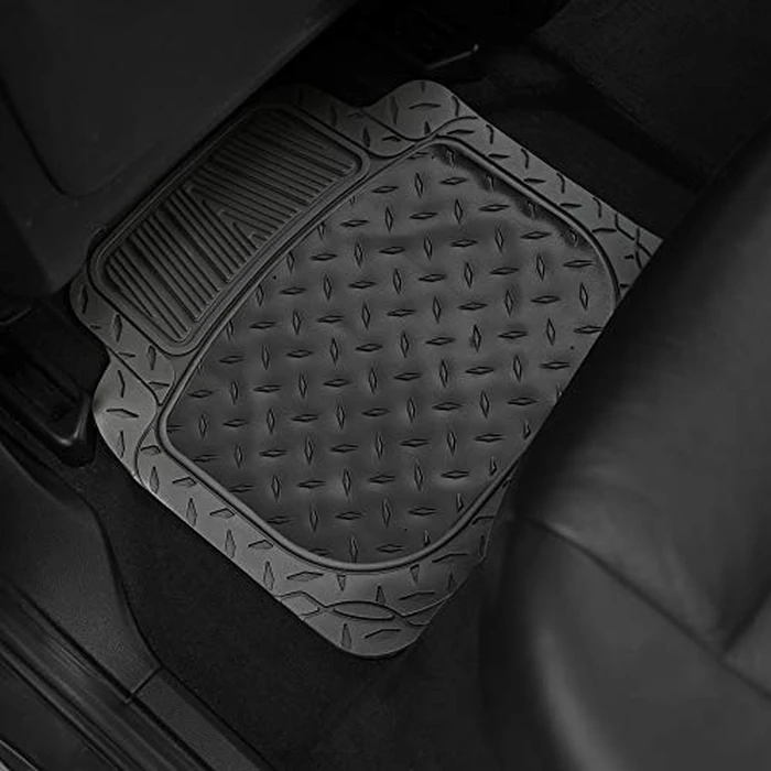 FH Group Automotive Floor Mats - Heavy-Duty Metallic Rubber Floor Mats for Cars, Universal Fit Full Set, Climaproof Floor Mats, Trimmable Floor Mats for Most Sedan, SUV, Truck Floor Mats Black by FH Group - Image 4