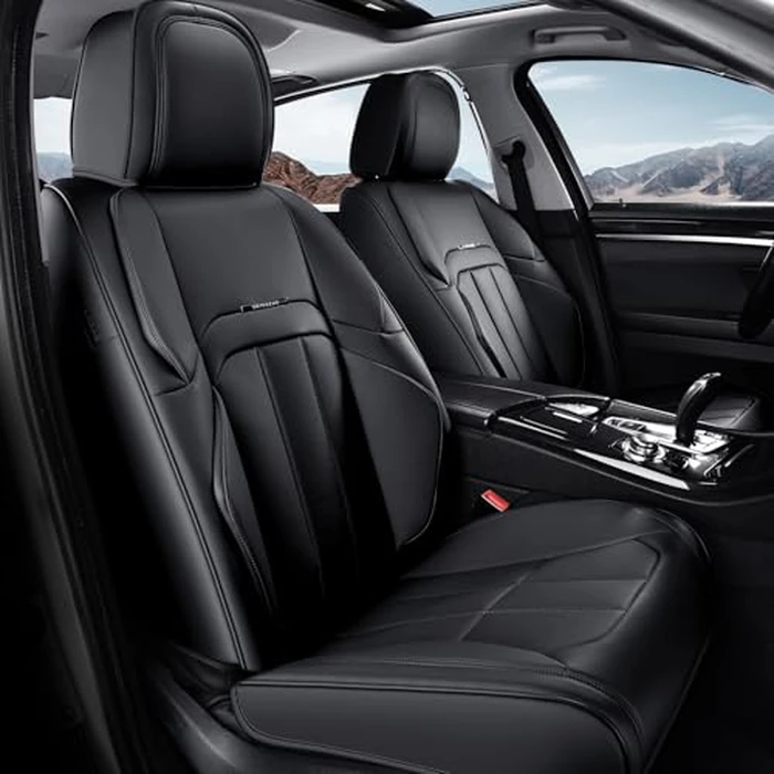 Coverado Car Seat Cover, Cover for Cars Front Seat, Premium Leather, Universal Fit Waterproof Seat Protectors, Car Seat Cushion Non-Slip for Most Cars-Black by Coverado - Used - Very Good condition - US$82.47