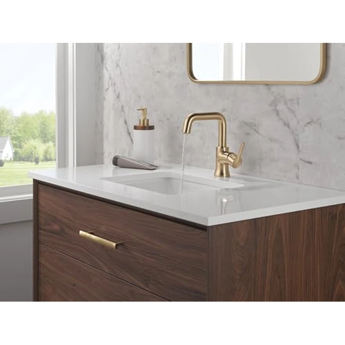 Delta Trinsic U-Spout 1-Hole Bathroom Faucet, Gold Single Hole Bathroom Sink Faucet, Metal Push-Pop Drain Assembly, Champagne Bronze 554HAR-CZ-DST by DELTA - Image 2