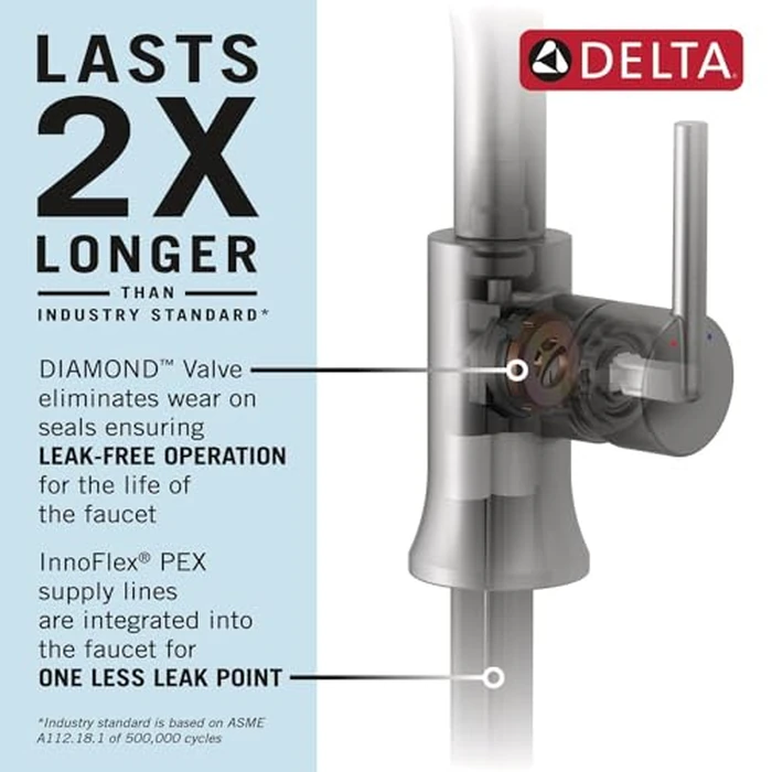 Delta Trinsic U-Spout 1-Hole Bathroom Faucet, Gold Single Hole Bathroom Sink Faucet, Metal Push-Pop Drain Assembly, Champagne Bronze 554HAR-CZ-DST by DELTA - Image 3