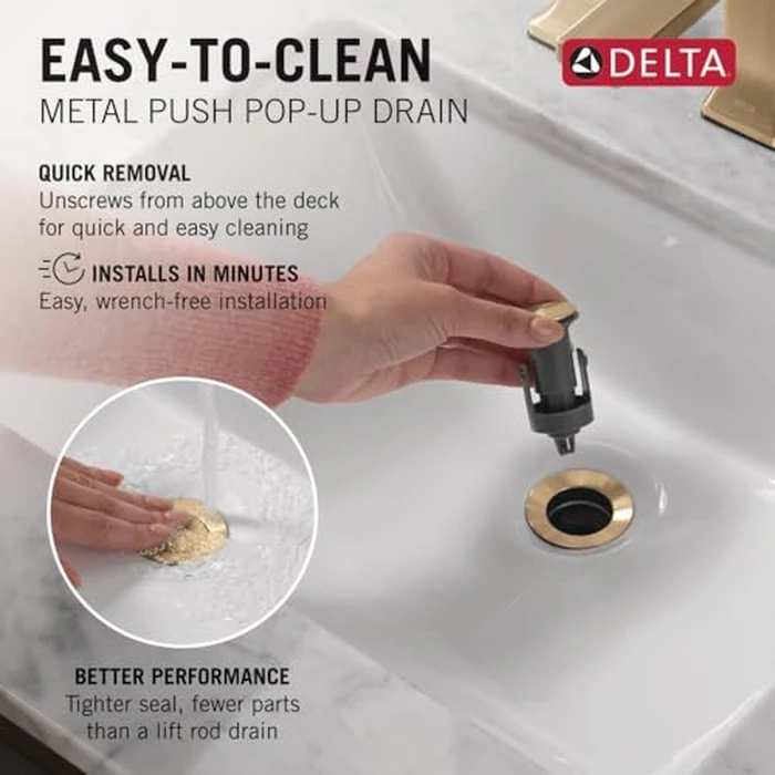 Delta Trinsic U-Spout 1-Hole Bathroom Faucet, Gold Single Hole Bathroom Sink Faucet, Metal Push-Pop Drain Assembly, Champagne Bronze 554HAR-CZ-DST by DELTA - Image 8