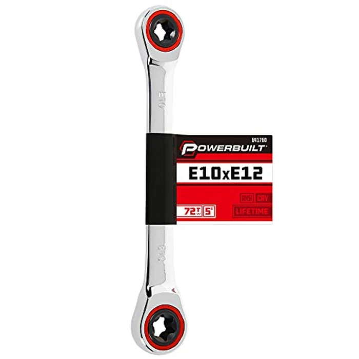 Powerbuilt E10/E12 Ratcheting Double Box-End E-Torx E-Star Wrench, 72-Tooth Ratcheting Wrench with 5-Degree Swing for Tight Spaces - 641760 by Powerbuilt - Image 5