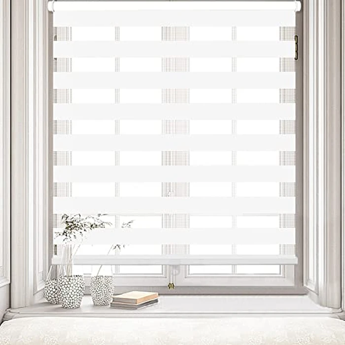 Kokorona Cordless Zebra Blinds Window Shades, Day and Night Shades for Light Control, Dual Layer Light Filtering Sheer Blinds Blackout Window Treatments, White, 36" W x 72" H (91.4 W x H 183 cm) by Kokorona - Image 1