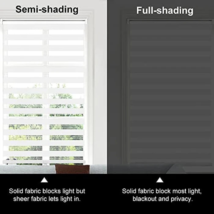 Kokorona Cordless Zebra Blinds Window Shades, Day and Night Shades for Light Control, Dual Layer Light Filtering Sheer Blinds Blackout Window Treatments, White, 36" W x 72" H (91.4 W x H 183 cm) by Kokorona - Image 5
