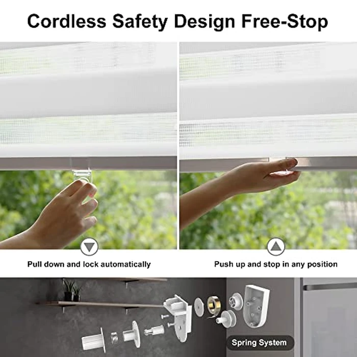 Kokorona Cordless Zebra Blinds Window Shades, Day and Night Shades for Light Control, Dual Layer Light Filtering Sheer Blinds Blackout Window Treatments, White, 36" W x 72" H (91.4 W x H 183 cm) by Kokorona - Image 6