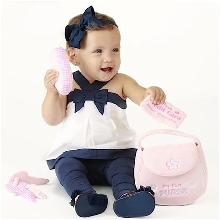 Baby GUND Play Soft Collection, My First Purse 5-Piece Plush Playset with Rattle, Mirror and Crinkle Plush Toys, Sensory Toy for Babies and Newborns, 8” by GUND - Image 2