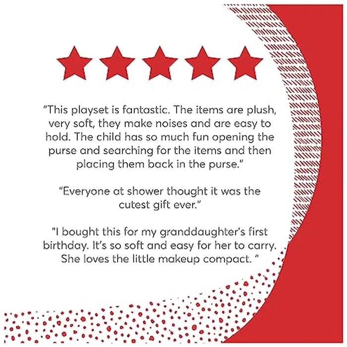 Baby GUND Play Soft Collection, My First Purse 5-Piece Plush Playset with Rattle, Mirror and Crinkle Plush Toys, Sensory Toy for Babies and Newborns, 8” by GUND - Image 4