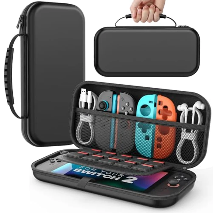 MoKo Carrying Case for Nintendo Switch 2(2025), Protective Hard Shell Portable Travel Carry Case Pouch holds 10 Cartridges with Pockets for Switch 2 Accessories and Games, Black by MoKo - Used - Like New condition - US$17.09