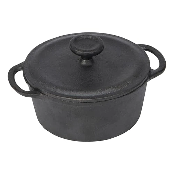 GoodCook Pre-Seasoned Cast Iron Mini Dutch Oven, Black, Small Dutch Oven Pot with Lid, Durable Cast Iron Cookware, Even Heating for Stews, Soups, and Baking, Oven Safe to 500 degreesF by GoodCook - Used - Good condition - CA$17.09