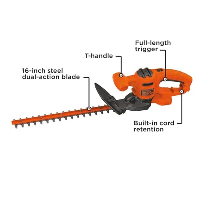 BLACK+DECKER Electric Hedge Trimmer, 16-Inch 3.0 Amp Compact Corded Power Hedge Trimmer (BEHT100) by BLACK+DECKER - Image 2
