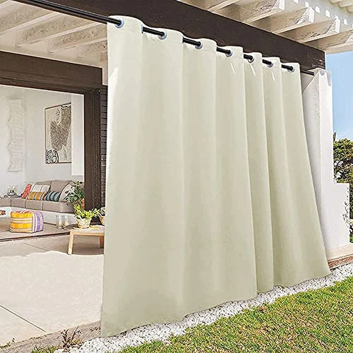 RYB Home Waterproof Outdoor Curtains - Privacy Blackout Curtains for Patio Cabana Balcony Porch Canopy Swimming Pool Outside Deck, W 100 x L 95 inches, 1 Pc, Beige by RYB HOME - Used - Very Good condition