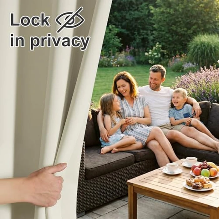 RYB Home Waterproof Outdoor Curtains - Privacy Blackout Curtains for Patio Cabana Balcony Porch Canopy Swimming Pool Outside Deck, W 100 x L 95 inches, 1 Pc, Beige by RYB HOME - Image 3