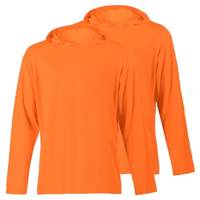 ProtectX 2-Pack Men High Visibility Lightweight Long Sleeve Hoodie, UPF 50+ Sun Protection T Shirts, SPF Outdoor UV Shirt, Orange - XX Large by ProtectX - Used - Like New condition