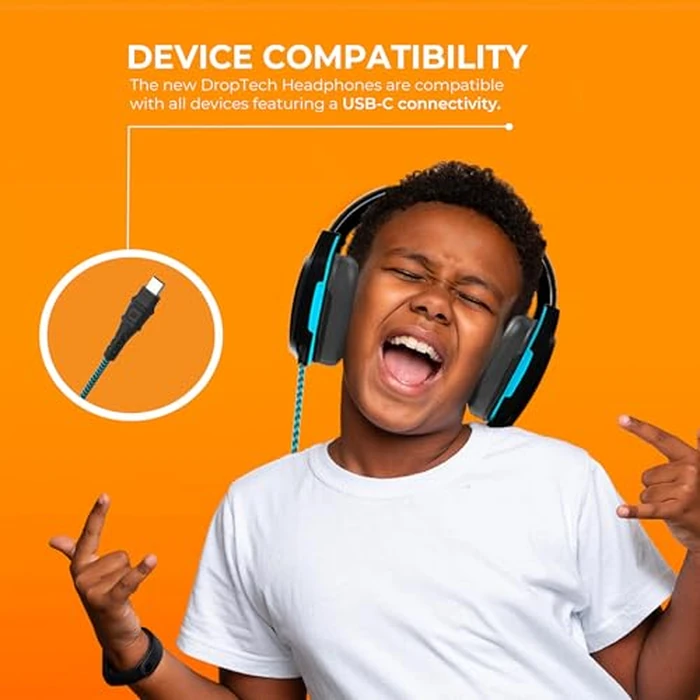 Gumdrop DropTech On-Ear Wired Headphones No Mic | USB C - Long Tangle Free Chew-Proof Cord - Rugged Reliable Drop Tested and Comfortable for Kids K-12 Students Classroom and School Use by Gumdrop Cases - Image 6