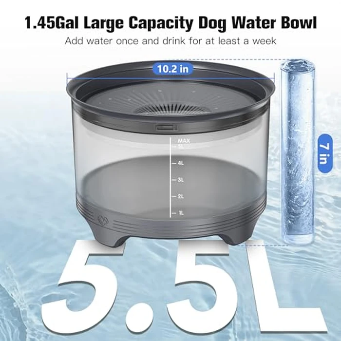 UPSKY 5.5L Dog Water Bowl,186oz Large Capacity, No Spill Anti-Slip Slow Drinking Pet Feeder for Messy Drinkers by Upsky - Image 2