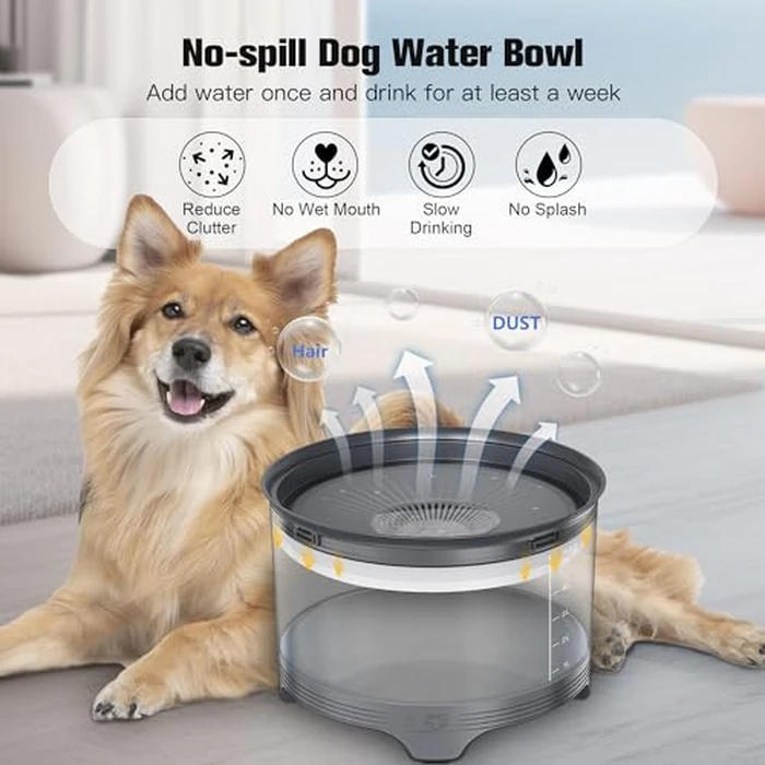 UPSKY 5.5L Dog Water Bowl,186oz Large Capacity, No Spill Anti-Slip Slow Drinking Pet Feeder for Messy Drinkers by Upsky - Image 3