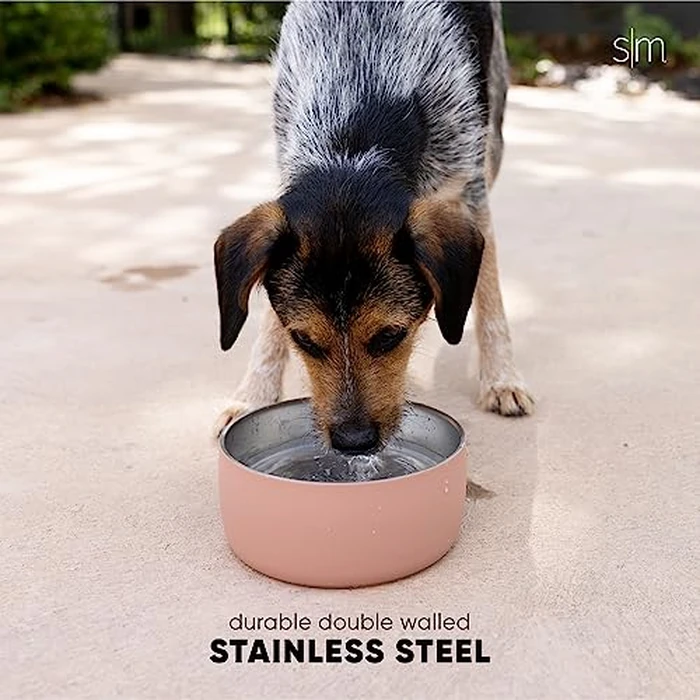 Simple Modern Stainless Steel Pet Bowl for Dogs & Cats | Insulated Stainless Steel Food Bowls for Dog Cat | Bentley Collection | Medium (32oz) | Almond Birch by Simple Modern - Image 3