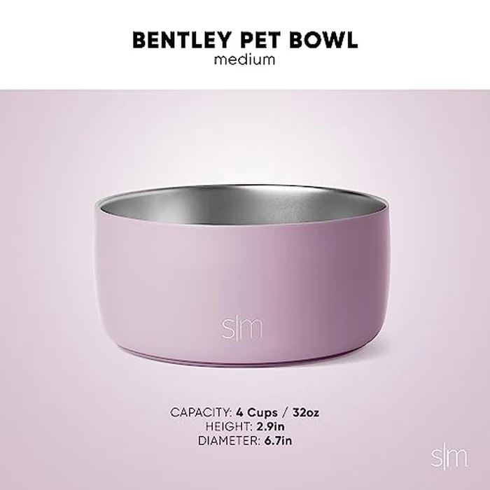 Simple Modern Stainless Steel Pet Bowl for Dogs & Cats | Insulated Stainless Steel Food Bowls for Dog Cat | Bentley Collection | Medium (32oz) | Almond Birch by Simple Modern - Image 4