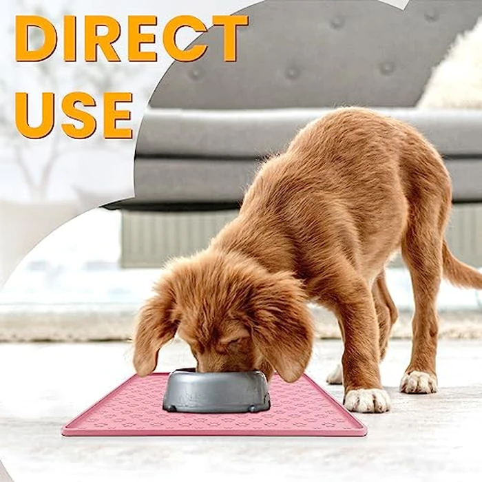 Ptlom Pet Placemat for Dog and Cat, Waterproof Non-Slip Silicone Feeding Bowl Mat Prevent Food and Water Overflow, Puppy Dish Feeder Fountain Trays Suitable for Medium and Small Pets, Pink by Ptlom - Image 3
