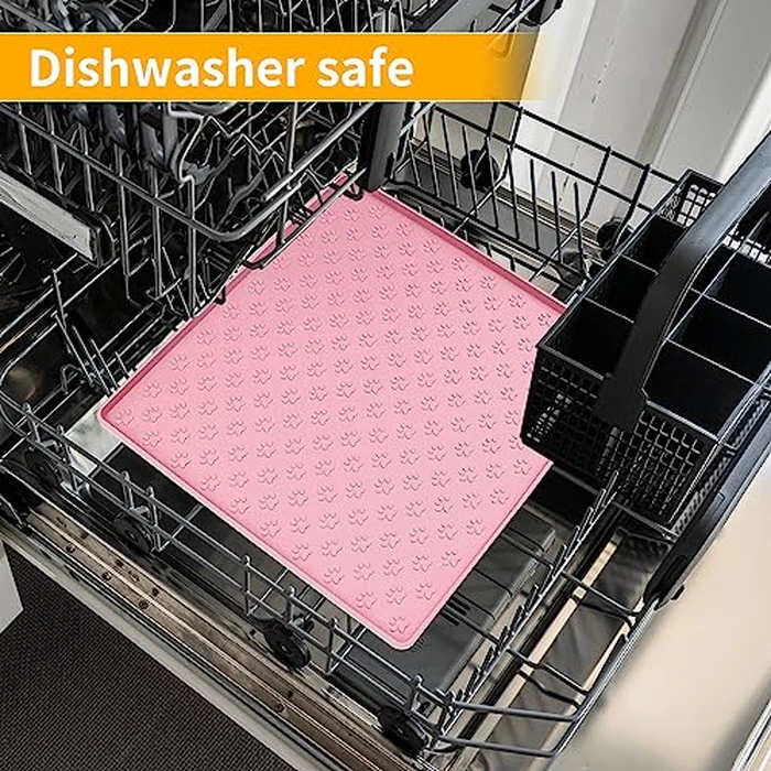 Ptlom Pet Placemat for Dog and Cat, Waterproof Non-Slip Silicone Feeding Bowl Mat Prevent Food and Water Overflow, Puppy Dish Feeder Fountain Trays Suitable for Medium and Small Pets, Pink by Ptlom - Image 8