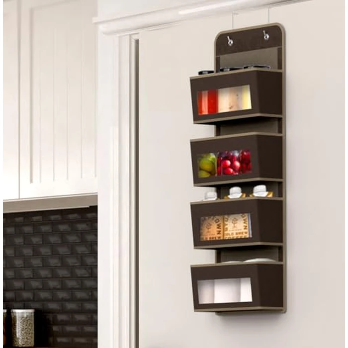 Simple Houseware Over The Door Hanging Organizer Storage for Baby, Nursery, Bathroom, Bedroom, and Dorm, 4 Clear Window Pockets, Brown by Simple Houseware - Image 2