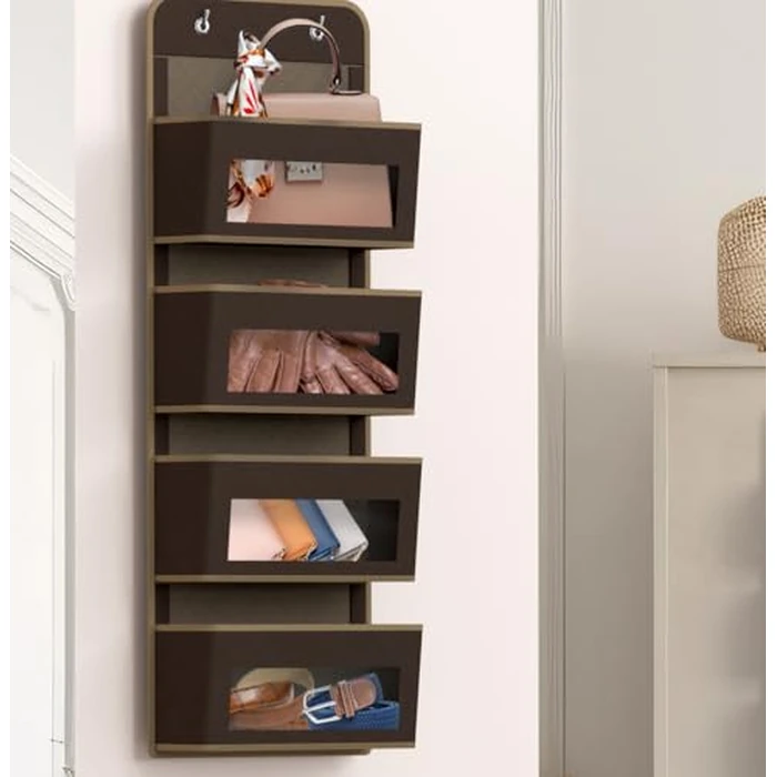 Simple Houseware Over The Door Hanging Organizer Storage for Baby, Nursery, Bathroom, Bedroom, and Dorm, 4 Clear Window Pockets, Brown by Simple Houseware - Image 3