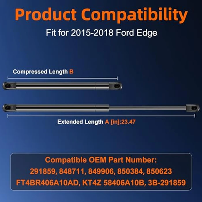 Euplokeer Qty (2) Liftgate Replacement Lift Support for Ford Edge 2015-2018 Tailgate Rear Hatch W/O Power, Trunk Shock Strut Replace OE# FT4Z58406A10D, 850623 by Euplokeer - Image 2