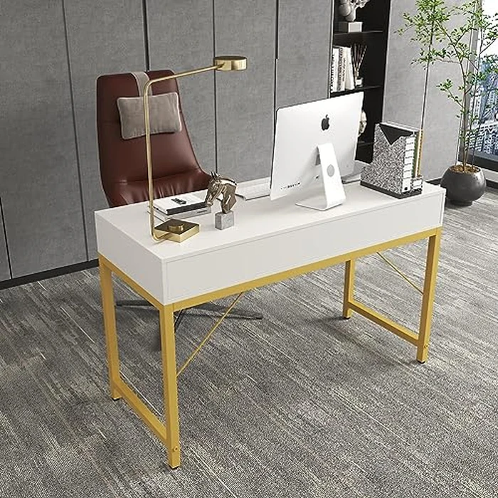 WESTREE Women Makeup Vanity Desk with 2 Drawers - Bedroom Home Office Desk, Wooden Height Monitor Stand & Storage Shelf Without Mirror, White Table Great Gift for Her by WESTREE - Image 6