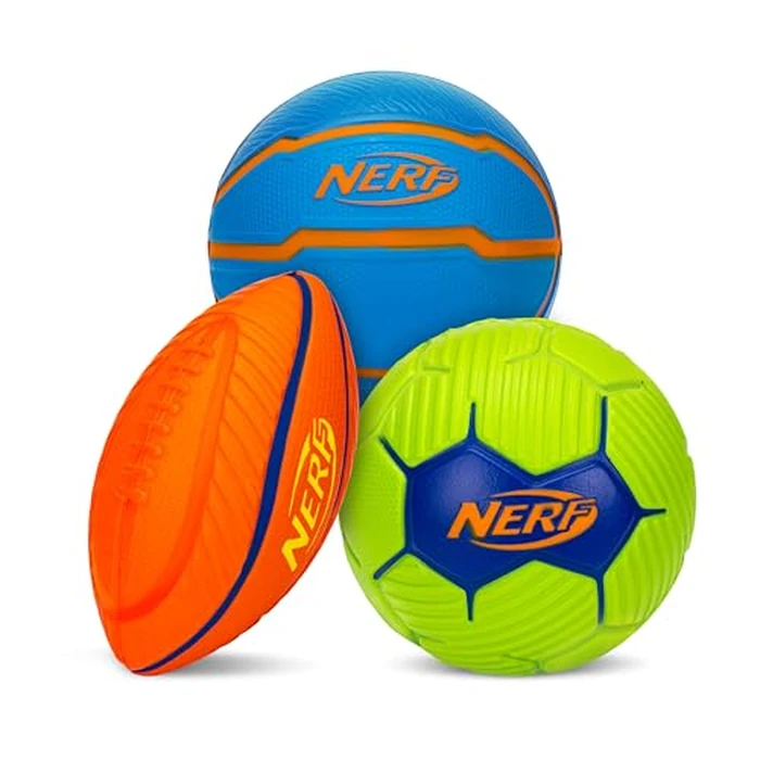 Nerf Mini Stress Foam Sport Ball Set - Kids Mini Sports Set - Includes Foam Micro Football, Soccer Ball + Basketball Soft Stress Relief Toy for Kids - Multicolor by Nerf - Used - Like New condition - US$8.99