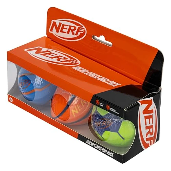 Nerf Mini Stress Foam Sport Ball Set - Kids Mini Sports Set - Includes Foam Micro Football, Soccer Ball + Basketball Soft Stress Relief Toy for Kids - Multicolor by Nerf - Image 8