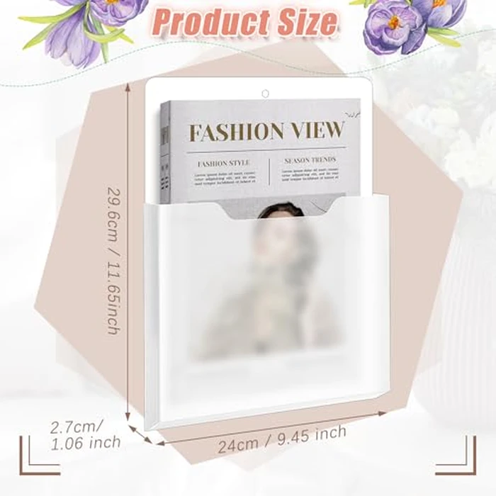 Epakh 6 Pack Magnetic File Holder Magnetic Paper Holder Organizer Wall Mounted Mail Magazine Storage Pockets for Refrigerator, Whiteboard, Office, Classroom, Mail Letters Paper(Transparent) by Epakh - Image 2