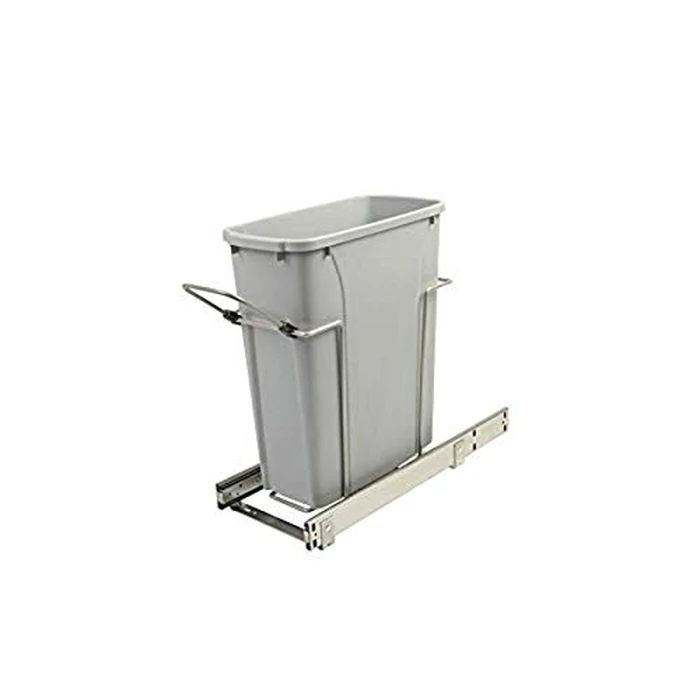 8.375 in. x 20.125 in. x 17.313 in. 20 Qt. in-Cabinet Single Soft-Close Bottom-Mount Pull-Out Trash Can - Platinum by Knape & Vogt - Used - Good condition - CA$76.49