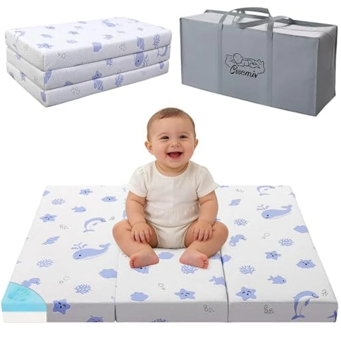 Ciremiv Trifold Pack and Play Mattress Topper, 38" x 26" x 2.4", Portable Baby Travel Mattress, with Memory Foam and Breathable Soft Removable Washable Cover, Fits Playpens and Playards by Ciremiv - Used - Like New condition