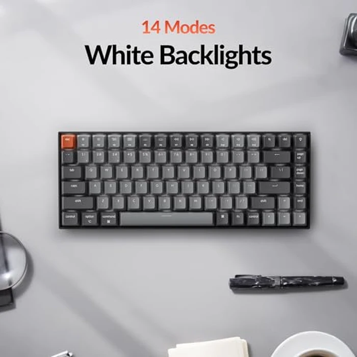 Keychron K2 75% Layout Bluetooth Wireless Mechanical Gaming Keyboard Silent K Pro Red Switch/White LED Backlit/USB C/Anti Ghosting/N-Key Rollover, 84 Keys, for Mac Windows by Keychron - Image 4