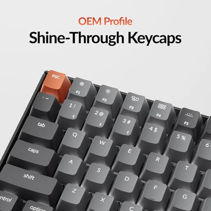 Keychron K2 75% Layout Bluetooth Wireless Mechanical Gaming Keyboard Silent K Pro Red Switch/White LED Backlit/USB C/Anti Ghosting/N-Key Rollover, 84 Keys, for Mac Windows by Keychron - Image 6