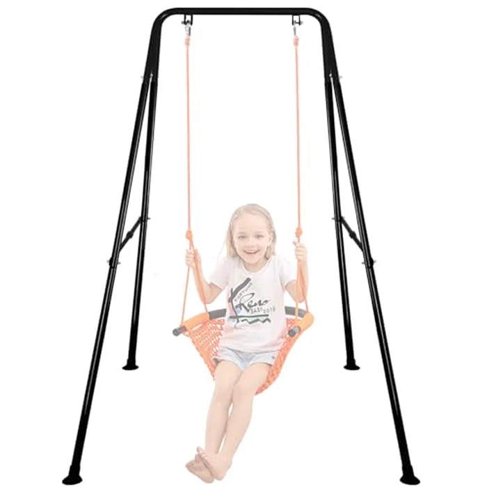 Foldable Baby Swing Frame, Heavy Duty Metal A-Frame Swing Sets for Most Toddlers Swings/Baby Jumper/Hammock Chair, Easy to Assemble, Portable to Store, Holds up to 200lb by UMIKOOL DIRECT - Used - Acceptable condition - CA$44.58