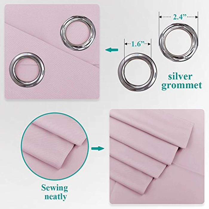 NICETOWN Girl's Room Blackout Curtain - Thermal Insulated Microfiber Grommet Top Window Treatment Drapery for Preteen Children (1 Panel, W52 x L84 Inch, Baby Pink) by NICETOWN - Image 3