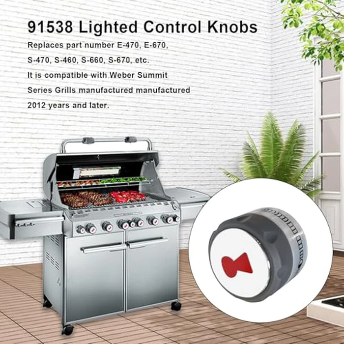 RKJFHIUR Upgraded 91538 Gas Grill Lighted Control Knobs,6 Pack Outdoor Grill knobs Fit for Weber Summit Grill 2012+ 400/600 Series E-470/670, S-460/470/660/670 for Weber Grill Replacement Parts by RKJFHIUR - Image 2