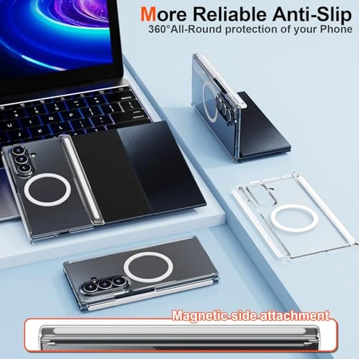 Clear Case for Samsung Galaxy Z Trifold, Magnetic Phone Case with Privacy Screen Protector, Lightweight Ultra-Thin Dual-Central-Axis Hinge Protector Cover Anti-Yellowing Anti-Slip for Men Women by Eastcoo - Image 5