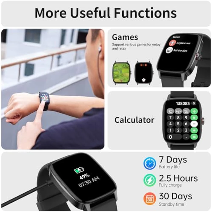 Smart Watches for Men Women with Bluetooth Calling, Heart Rate Sleep Monitor, 1.85 Inch Screen, DIY Dial, 100+ Sports Modes, AI Built-in Fitness Tracker, IP68 Waterproof, Smartwatch for Android iPhone by YMZ - Image 6