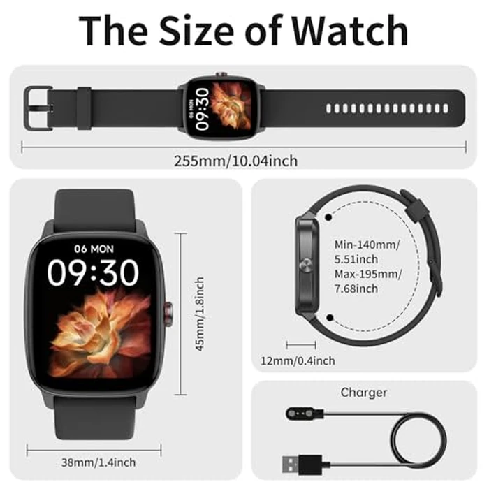 Smart Watches for Men Women with Bluetooth Calling, Heart Rate Sleep Monitor, 1.85 Inch Screen, DIY Dial, 100+ Sports Modes, AI Built-in Fitness Tracker, IP68 Waterproof, Smartwatch for Android iPhone by YMZ - Image 9