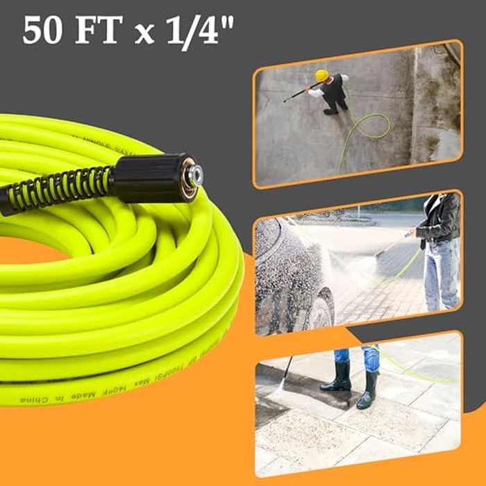 M MINGLE Pressure Washer Hose 50 FT x 1/4" - Replacement Power Wash Hose with Quick Connect Kits - High Pressure Hose with M22 14mm Fittings - 3600PSI by M MINGLE - Image 3