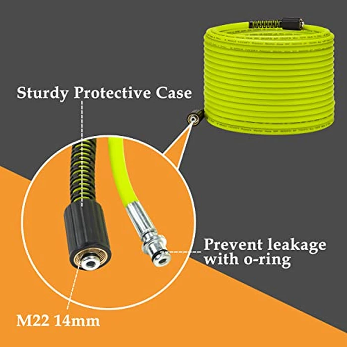 M MINGLE Pressure Washer Hose 50 FT x 1/4" - Replacement Power Wash Hose with Quick Connect Kits - High Pressure Hose with M22 14mm Fittings - 3600PSI by M MINGLE - Image 6