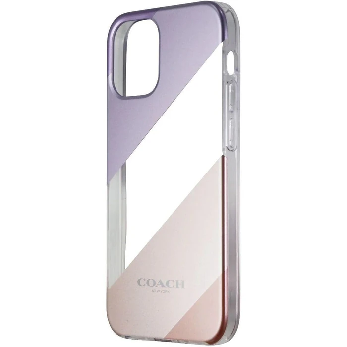 Coach Protective Phone Case for iPhone 12 Mini - Diagonal Stripe Metallic Pink/Purple by Coach - Refurbished - Brand New condition - US$10.88
