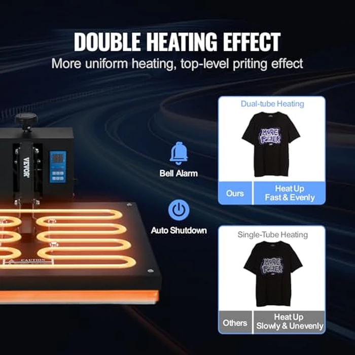 VEVOR Heat Press 16x24, 1700W Power Heat Press Machine, Fast Heating, High Pressure Heat Press Machine for T-Shirt, Digital Industrial Sublimation Printer for Heat Transfer Vinyl, Easy to Use, Black by VEVOR - Image 3