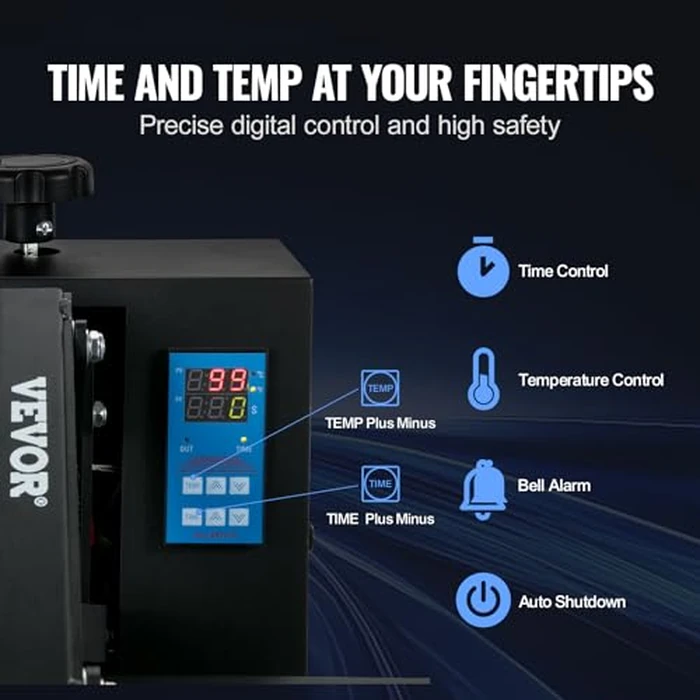 VEVOR Heat Press 16x24, 1700W Power Heat Press Machine, Fast Heating, High Pressure Heat Press Machine for T-Shirt, Digital Industrial Sublimation Printer for Heat Transfer Vinyl, Easy to Use, Black by VEVOR - Image 4