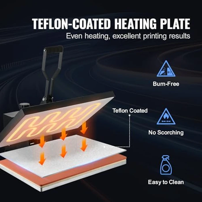 VEVOR Heat Press 16x24, 1700W Power Heat Press Machine, Fast Heating, High Pressure Heat Press Machine for T-Shirt, Digital Industrial Sublimation Printer for Heat Transfer Vinyl, Easy to Use, Black by VEVOR - Image 5